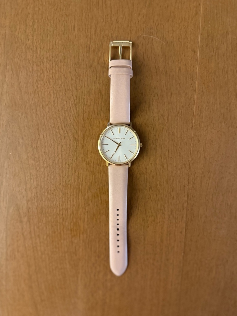 Michael Kors Blush Pink Leather Strap Watch with Gold-Tone Face